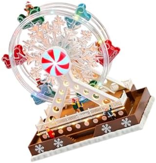 Indoor Christmas Ferris Wheel Centerpiece Music Box with Lights, Festive Table Decor for Entryway Mantel or Counter Musical Box Rotate Christmas Music Ferris Wheel Lighted Tabletop Decor Indoor Usb