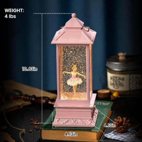 Ballerina Christmas Snow Globes Lantern, Shatterproof 10 Songs Music Box
