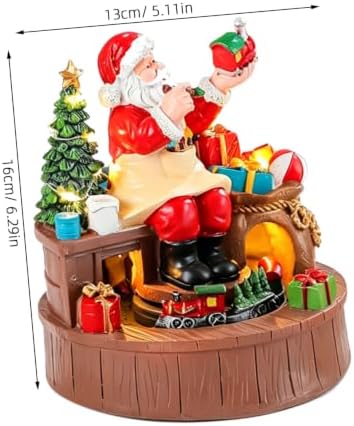 Santa Workshop Rotating Resin Music Box with LED Light up Ornament
