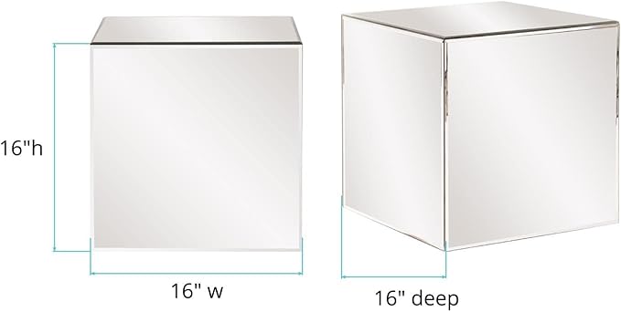 Howard Elliott Collection Mirrored Finish Silver Cube Table Centerpiece, Showpeice Coffee Table, Home Decor Accessories Furniture for Bedroom, Livingroom, 16 x 16 x 16 Inch