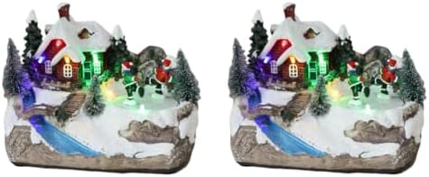 Music Box Christmas Illuminated Resin Rotating Music Box for Holiday