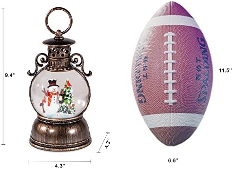 DGSCAK Musical Snow Globe Lantern – 9.4" Lighted Bronze Christmas Snow Globe with Music & Glitter, Snowman & Tree Inside, 8 Songs, 6H Timer, Hanging Ring, USB or Battery Powered, Holiday Decor Gift