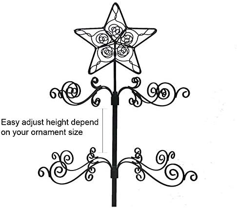 HOHIYA 24" Rotating Ornament Display Tree 36-Hook Metal Stand Black