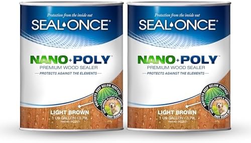 SEAL-ONCE Nano+Poly Wood Sealer and Waterproofer, Light Brown, 2 Gallon