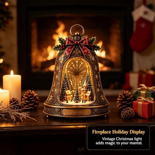 Christmas Village Infinity Bell, Vintage Glowing Indoor Decor