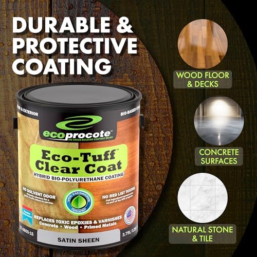 Eco-Tuff Finish Polyurethane Clear Coat - Non-Toxic Wood, 1 Gallon, Satin