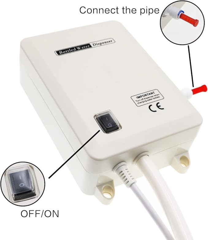 Bottled Drinking Water Pump System Double-Tube Power 25W, Bottled Water Dispensing 2L Flow Electric Water Pump for 5 Gallon Bottle Water for Coffee,Refrigerators,Ice Maker,Faucet