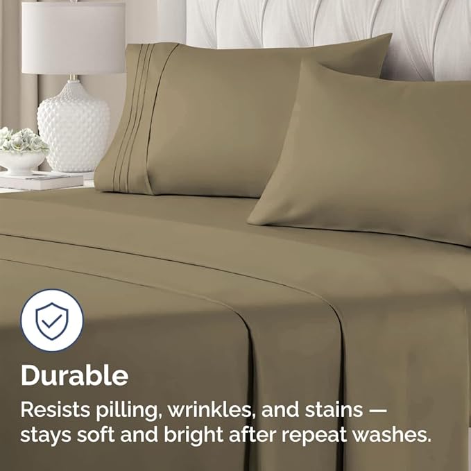 Standard Pillow Cases Set of 2 - Ultra-Soft Hotel Quality Pillowcase Covers - Comfy & Wrinkle Free - Stain and Fade Resistant - Machine Washable Pillow Protectors - 2 Piece Set - Standard Khaki