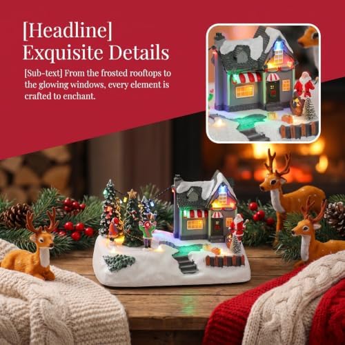 Lighted Christmas Cottage House, Animated Musical Snowy Cottage Sculpture