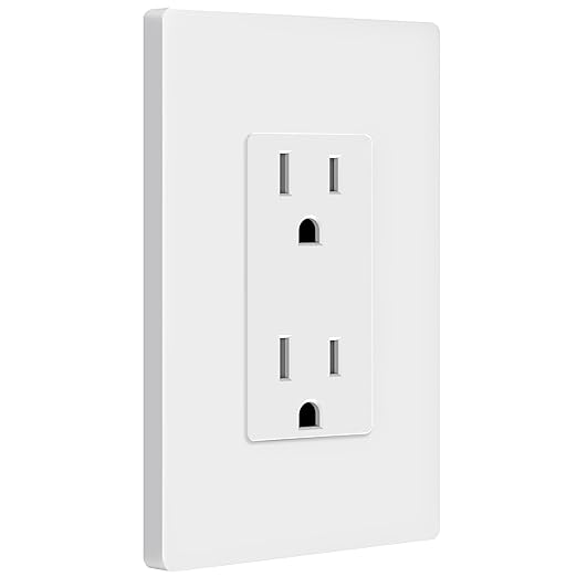 ENERLITES White Decorator Receptacle with Screwless Wall Plate, Standard Electrical Wall Outlet, 15A 125V, Self-Grounding, 2-Pole, 3-Wire, 5-15R, UL Listed, 61502-TR-WSID, Tamper Resistant