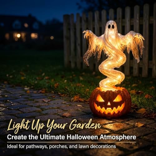 Rotating Ghost Pumpkin Yard Light Halloween Outdoor Porch Decor
