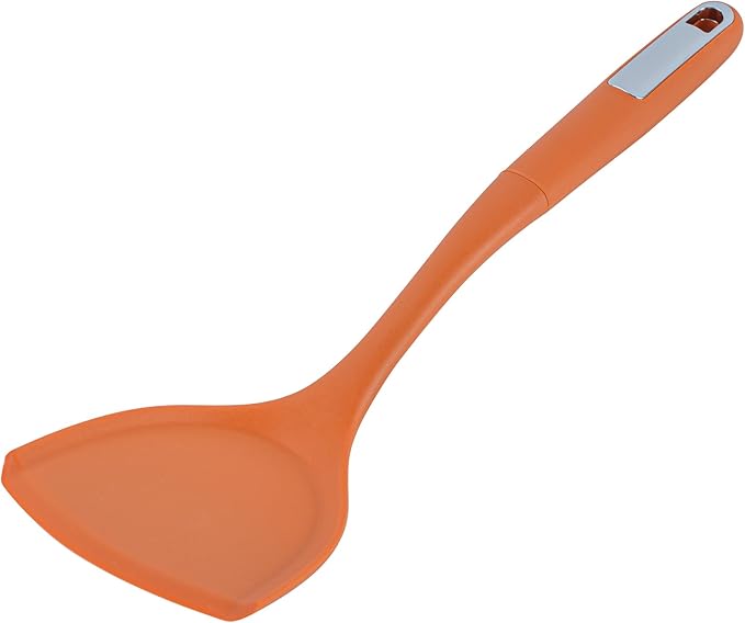 Restaurantware Silicone Utensil Set Pack of 1 Non-Slip Handle 6-Piece Kitchen Tool Set, Heat-Resistant Dishwasher-Friendly Cooking Accessories, Durable Orange Cooking Utensils