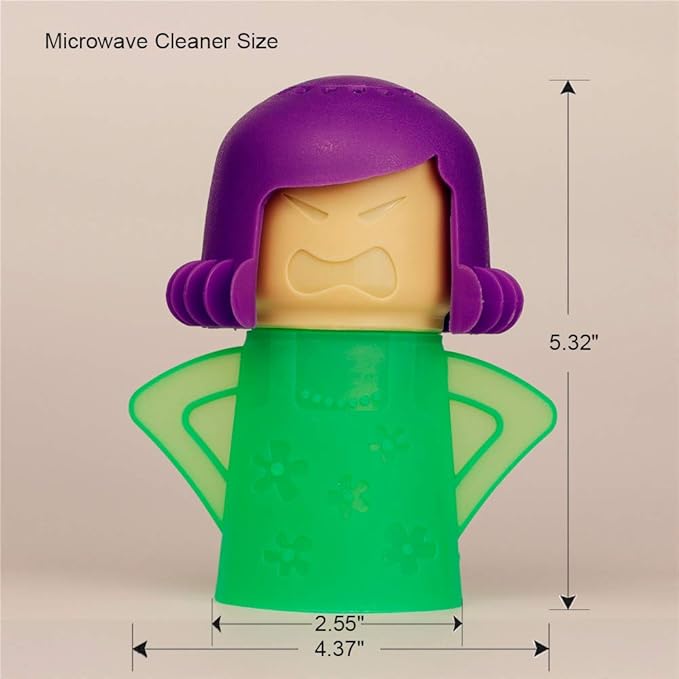Asltw Angry Mama Microwave Steam Cleaner for Microwave Oven Cleaning, Vinegar Steam Deodorizer Kitchen Cleaning Tool, Reusable BPA Free Steam Cleaning Gadget for Fast Odor & Stain Removal (Green)