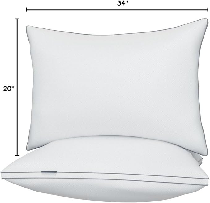 viewstar Bed Pillows Different Sizes Set of 2, Hotel Quality Cooling Down Alternative Gusseted Pillows for Side, Back, or Stomach Sleepers, White, King