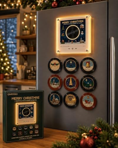 Christmas Magnetic Fridge Vinyl Music Box NFC Player with 9 Mini Records