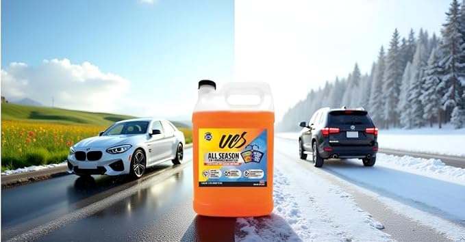 UCS Advanced All-Season Windshield Washer Fluid Winter Protection to -27F | 2-in-1 Bug Wash & Water Beading Technology | Streak-Free Visibility (1 Gallon)