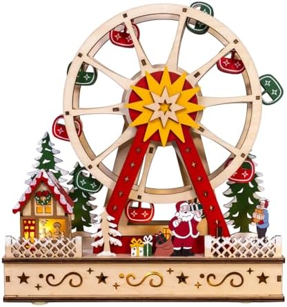 Kurt Adler Battery Operated Warm White LED Ferris Wheel with Santa