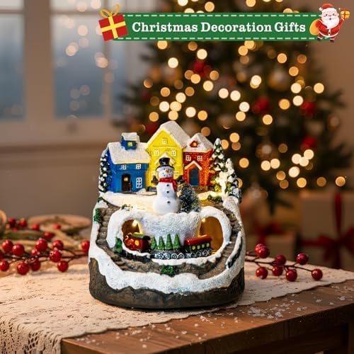 ZQQLITE Animated Musical Christmas Snowman Village Houses