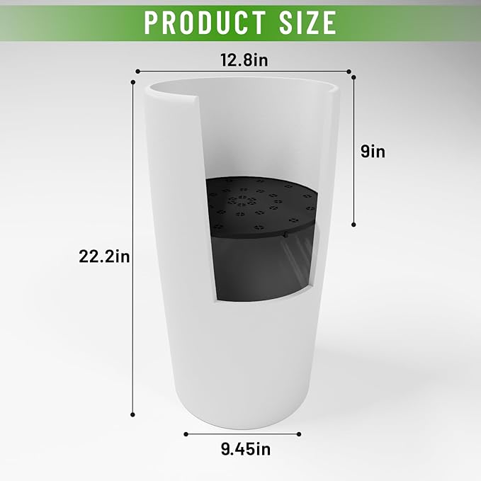 SnugNiture Set of 2 Round Tall Planters 22 Inch, Large Planter for Indoor Outdoor Plants, Modern Flower Pot Containers Large Decorative Tree Planter, White