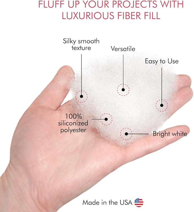Fairfield Silky Poly-Fil, Premium Polyester Fiber Fill, Soft Pillow Stuffing for Peaceful Sleep, Stuffing for Stuffed Animals and Toys, 24-Ounce Bag
