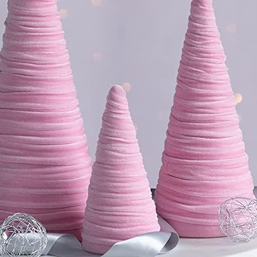 Pink Velvet Trees Set of 3, Valentine's, Teen Girls Room, Coquette Room Decor, Aesthetic Mantel Accent, Cozy Gifts for, Tabletop Glam (Pink)