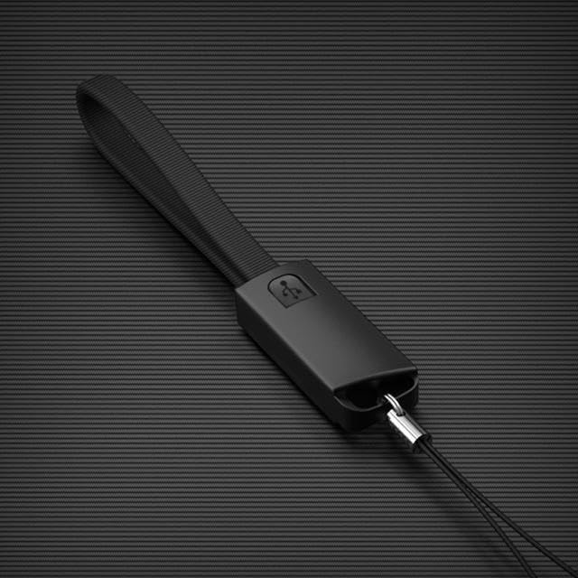 BoxWave Cable Compatible with Jackery Explorer 500 - USB Type-C Keychain Charger, Key Ring USB Type-C to Type-A 8 in USB Cable - Jet Black