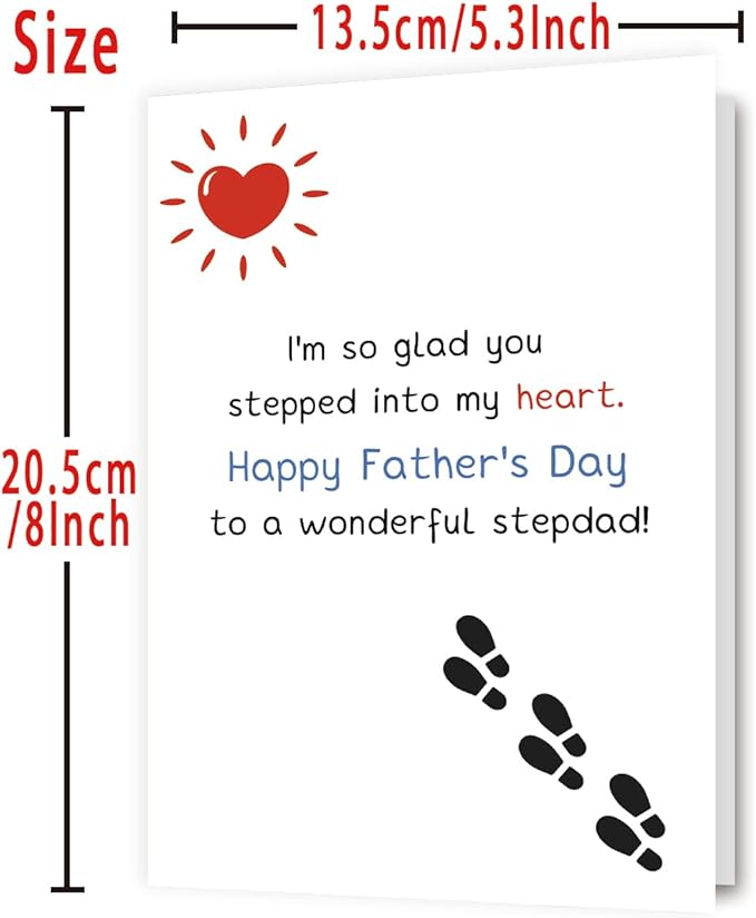 Step Dad Father Day Card, Funny Bonus Dad Fathers Day Card Gifts from Son Daughter, Happy Father's Day to A Wonderful Stepdad