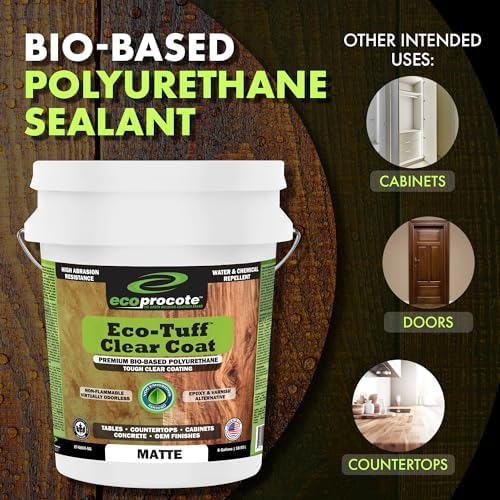 Eco-Tuff Finish Polyurethane Clear Coat - Non-Toxic Wood, 5 Gallon, Matte