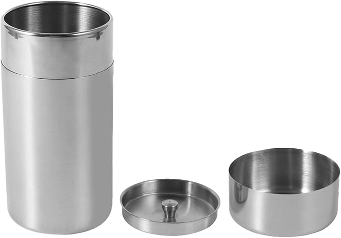 Tea Canister, 18.59oz Loose Leaf Tea Storage, Airtight Double Lids Containers for Loose Teas, 304 Stainless Steel Teas Tins Canisters for Camping, Adventure, 3.0x5.9in