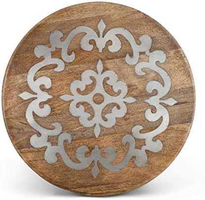 18-Inch Diameter Metal-Inlaid Wood Heritage Lazy Susan