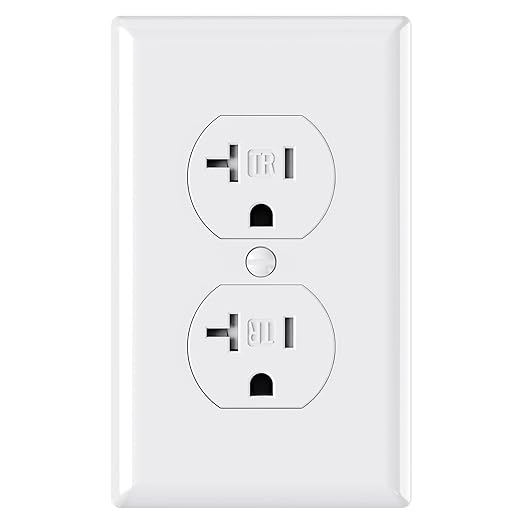 AIDA 1 Pack 20 Amps Duplex Outlets Tamper Resistant Electrical Receptacle, Wall Outlet,2 Pole,3-Wire, Self-Grounding,Wall Plate Included,UL Listed, White