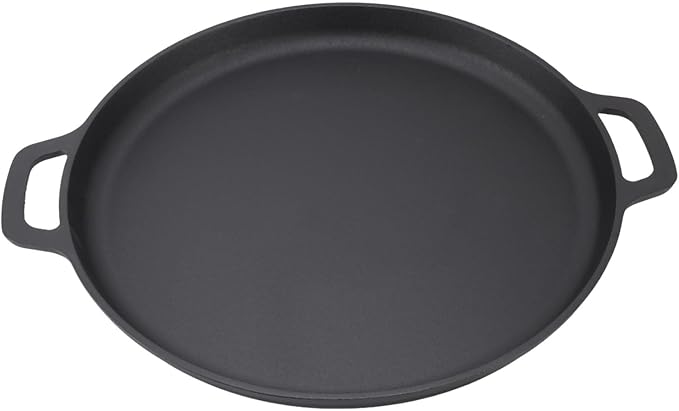 Cast Iron Pan Cast Iron Pancake Flat Skillet 35cm Thickened Stick Frying Pan for Uniform Heating Uncoated Design Ideal for Pancakes Crepes Tortillas Easy to Store (35cm)