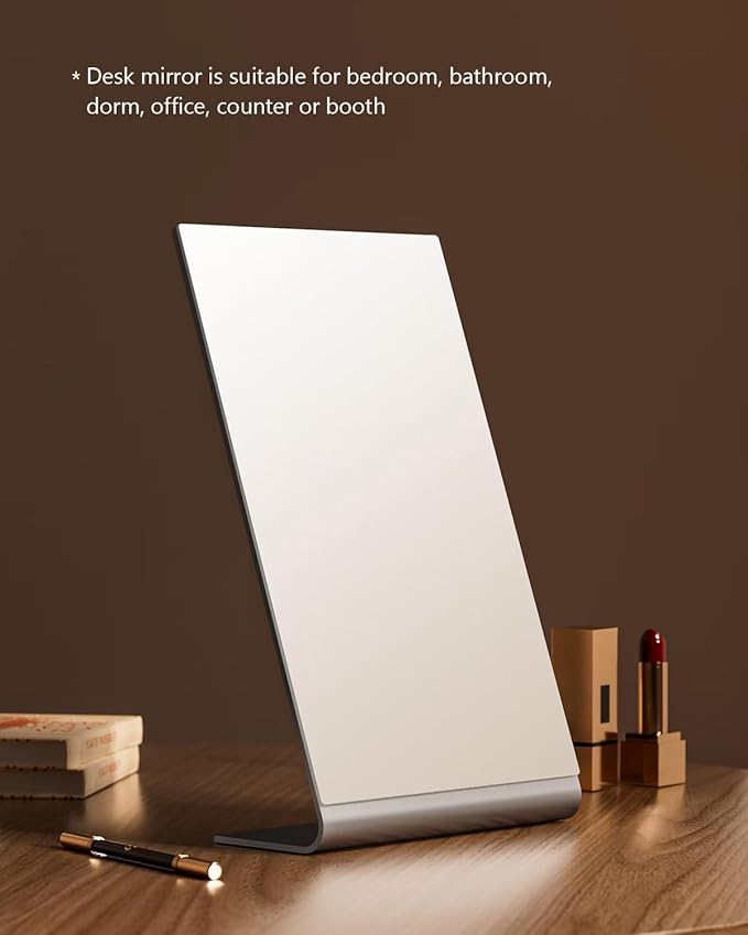 NEZZOE 12"x7" Frameless Flat Makeup Mirror, Free Standing Vanity Mirror for Bathroom Countertop, Desk or Jewelry Display, Perfect for Makeup & Shaving