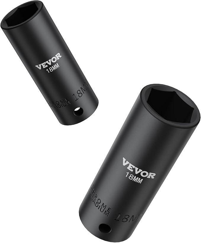 VEVOR Impact Socket Set 1/2 Inches 26 Piece Deep Sockets, 6-Point, Rugged Construction, Cr-V, 1/2 Inches Drive Socket Set Impact Metric 10mm - 36mm, with a Storage Cage