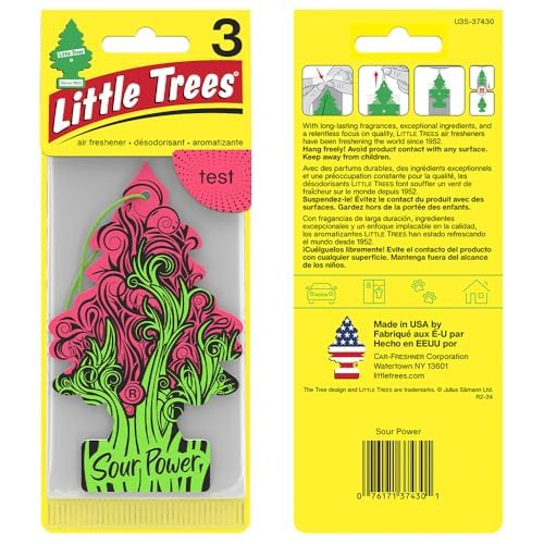 LITTLE TREES Car Air Freshener | Hanging Tree Provides Long Lasting Scent for Auto and Home | 24 Air Fresheners |Sour Power