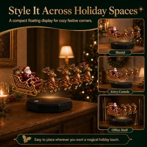 Floating Santa Sleigh, Magnetic Levitation Christmas Display for Home Decor (Red)