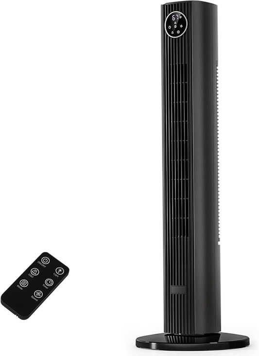 Antarctic Star 36" Tower Fan, Quiet Oscillating Cooling Fan with 12H Timer & Remote Control, 4 Modes & 3 Speeds Bladeless Standing Fan for Bedroom, Home Office & Indoor Living, Space-Saving,Grey