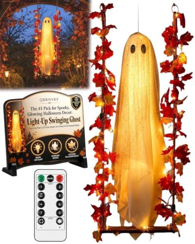 Hanging Swinging Ghost Halloween Decor Light up Garland Yard Decorations