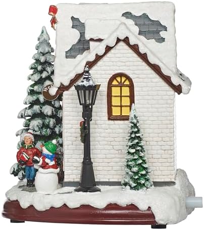 Roman LED Musical Holly’s Book Nook Christmas Village Building, 8.5" Amusments, Lighted Holiday Scene with Rotating Feature, USB or Battery Operated