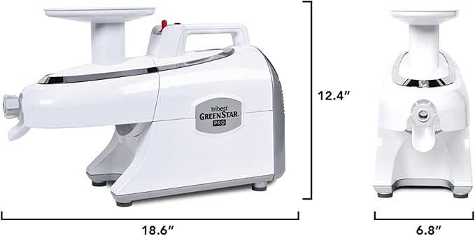 Tribest Greenstar GS-P501-B Pro Jumbo Slow Masticating Juicer, Twin Gear Cold Press Juicer & Juice Extractor, White