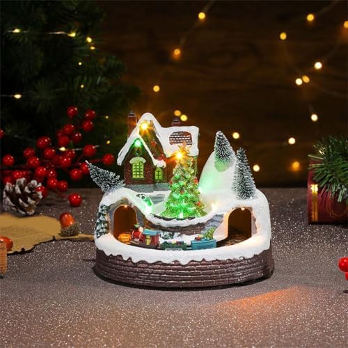 Musical Christmas Tree Train Decors Elegant Christmas Train Display with Lights and Music for Yuletide Table Christmas Display