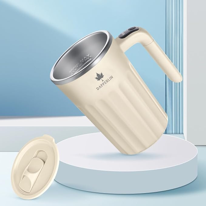 Drink Stirrer,Self Stirring Mug,Self Stirring Coffee Mug,Suitable for Coffee, Milk, Cocoa and Other Beverages (Cream White, 12 Ounces)