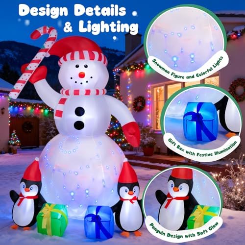 6FT Inflatable Christmas Snowman with LED Lights