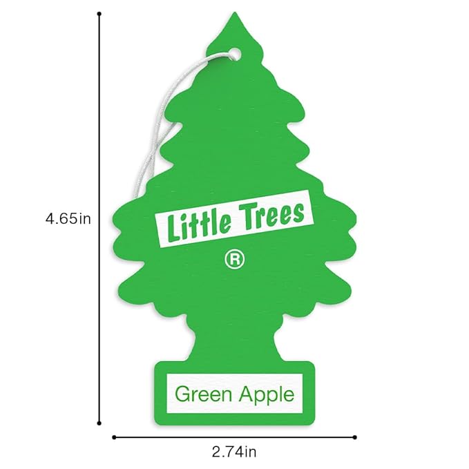 LITTLE TREES Car Air Freshener | Hanging Tree Provides Long Lasting Scent for Auto and Home | Green Apple, 24 Air Fresheners