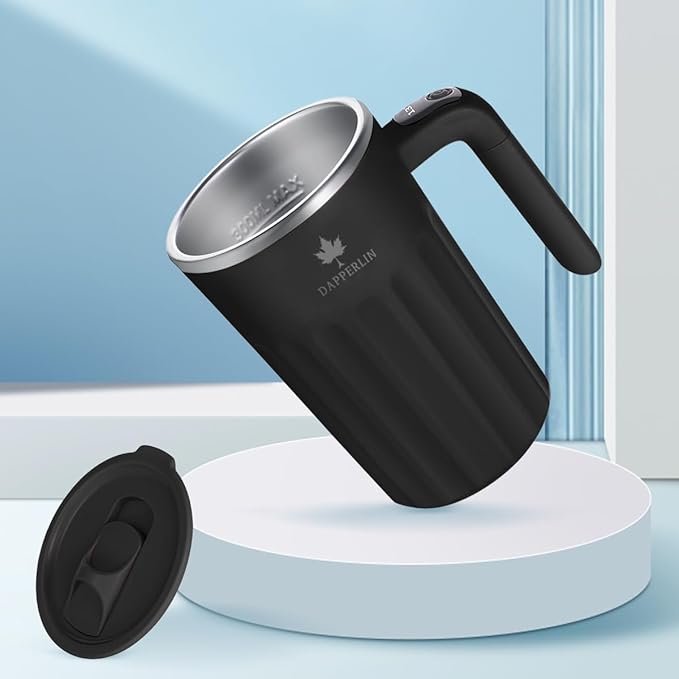 Drink Stirrer,Self Stirring Mug,Self Stirring Coffee Mug,Suitable for Coffee, Milk, Cocoa and Other Beverages (Black, 12 Ounces)