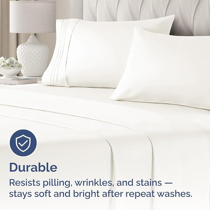 King Standard Pillow Cases Set of 2 - Soft Hotel Quality Pillowcase Covers - Comfy, Cozy, Fade and Wrinkle Resistant - Machine Washable Pillow Protectors - 2 Piece Set - King Standard Antique White