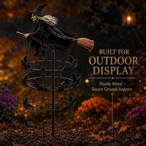 The Enchanted Witch Garden Wind Spinner | Halloween Outdoor Metal Yard Decor，1 Pcs