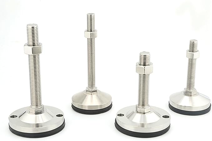 Adjustable Threaded Pole Leveling Foot,2-Pack,Susenya Table Self Leveling Feet Screw on Leveling Feet M14 Thread,440 Lb Capacity Black Nylon Stainless Steel D80xM14x100…