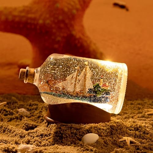 Drift Bottle Christmas Snow Globes Lantern, Shatterproof 10 Songs Music Box