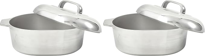 IMUSA 13in Cajun Cast Aluminum Oval Roaster with Lid, Durable Baking and Roasting Pan for Chicken, Meats, and Traditional Cooking (Pack of 2)